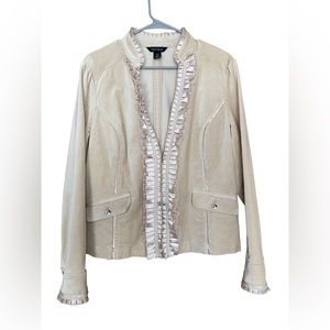 White House Black Market Jacket With Ruffle Detail. Size 14